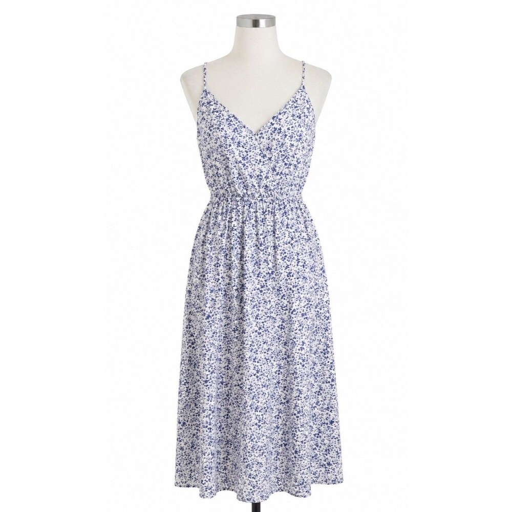 Reformation Bianka Dress Women 2 Blue White Floral Midi Tencel Lyocell Resort - Picture 3 of 9